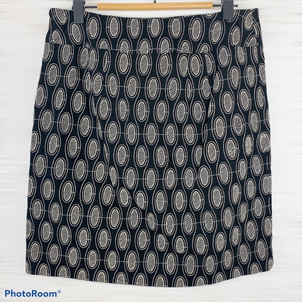 LOFT COTTON Embroidered Design Black Skirt 0 NWT